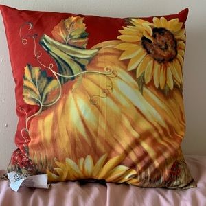 Sunflower Pumpkin Indoor Outdoor Pillow 16"x16" new with tags